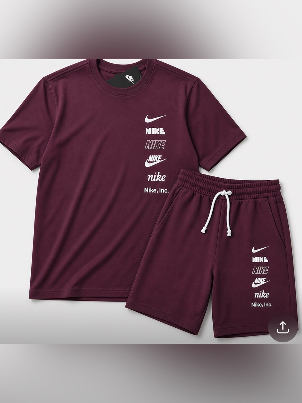 Nike Burgundy Graphic Tee and Drawstring Shorts
